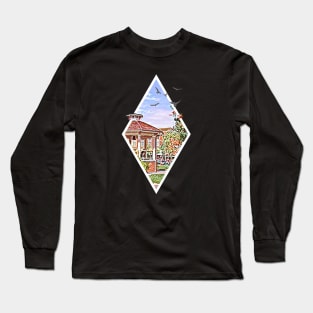 Town Square at Spring - Digital Art - Diamond Frame - Black - Gilmore Long Sleeve T-Shirt